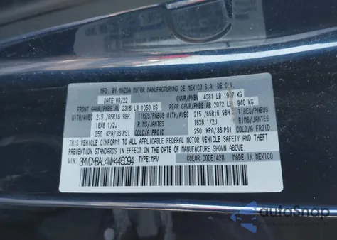 2022 Mazda Cx-30 2.5 S from USA, damaged, VIN 3MVDMBAL4NM445094